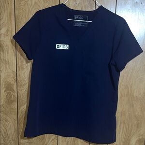 FIGS Navy V-Neck Medical Scrub Top and Pant Set with Chest Pocket